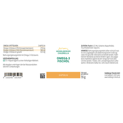 Omega-3 Fischöl Kapseln -Heidelberger Chlorella GmbH