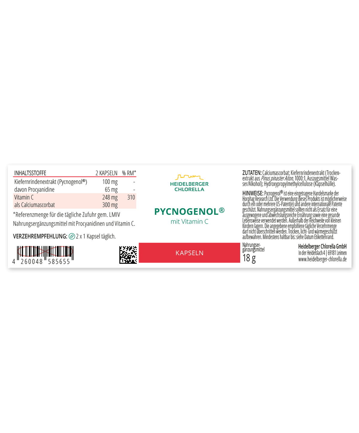 Pycnogenol® Kapseln -Heidelberger Chlorella GmbH