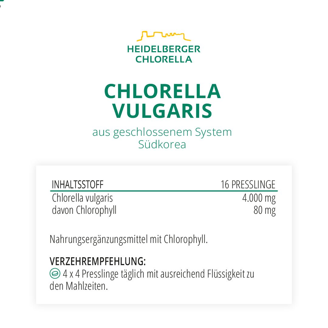 Chlorella vulgaris Presslinge -Heidelberger Chlorella GmbH