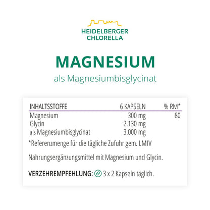 Magnesium als Magnesiumbisglycinat Kapseln -Heidelberger Chlorella GmbH