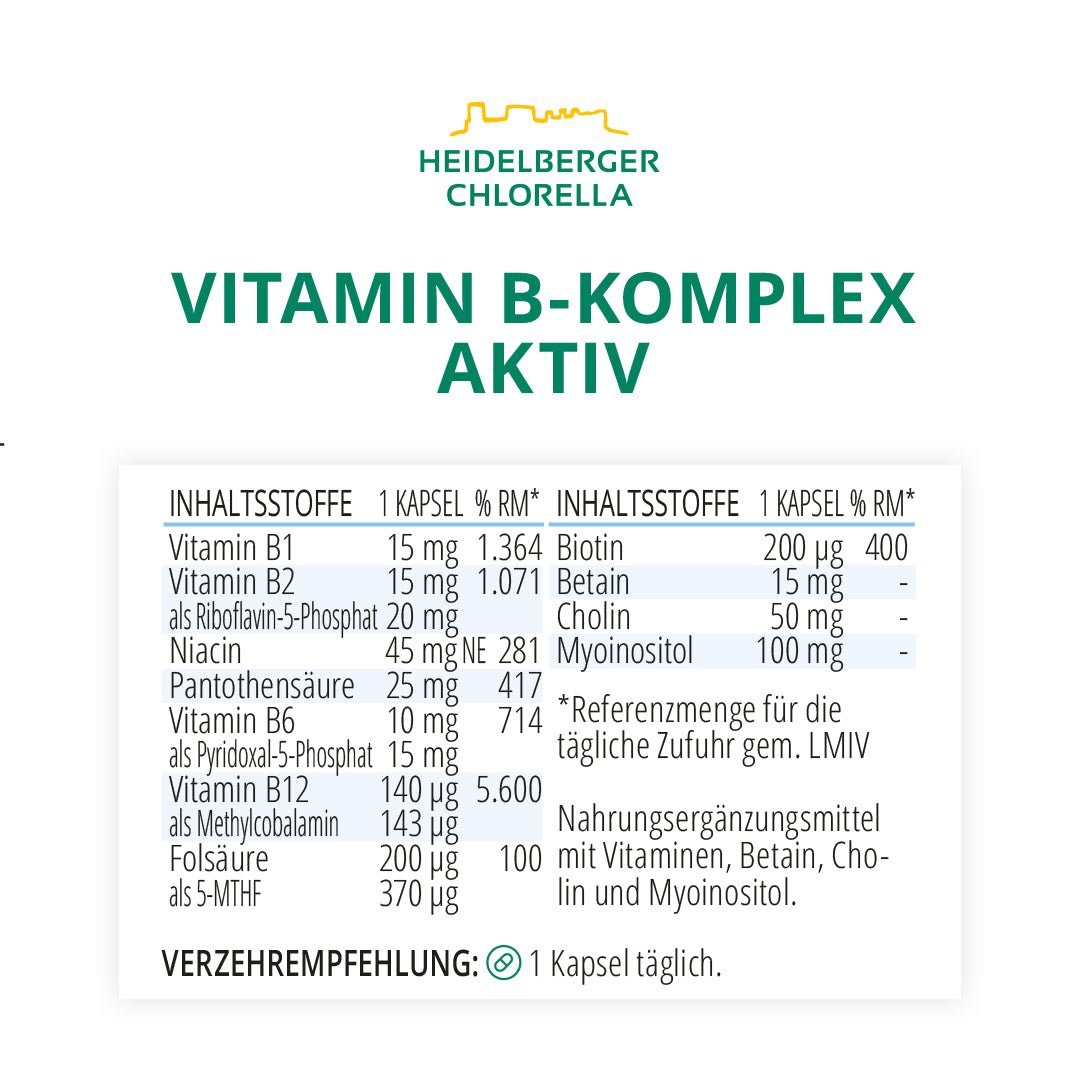 Vitamin B-Komplex aktiv Kapseln -Heidelberger Chlorella GmbH