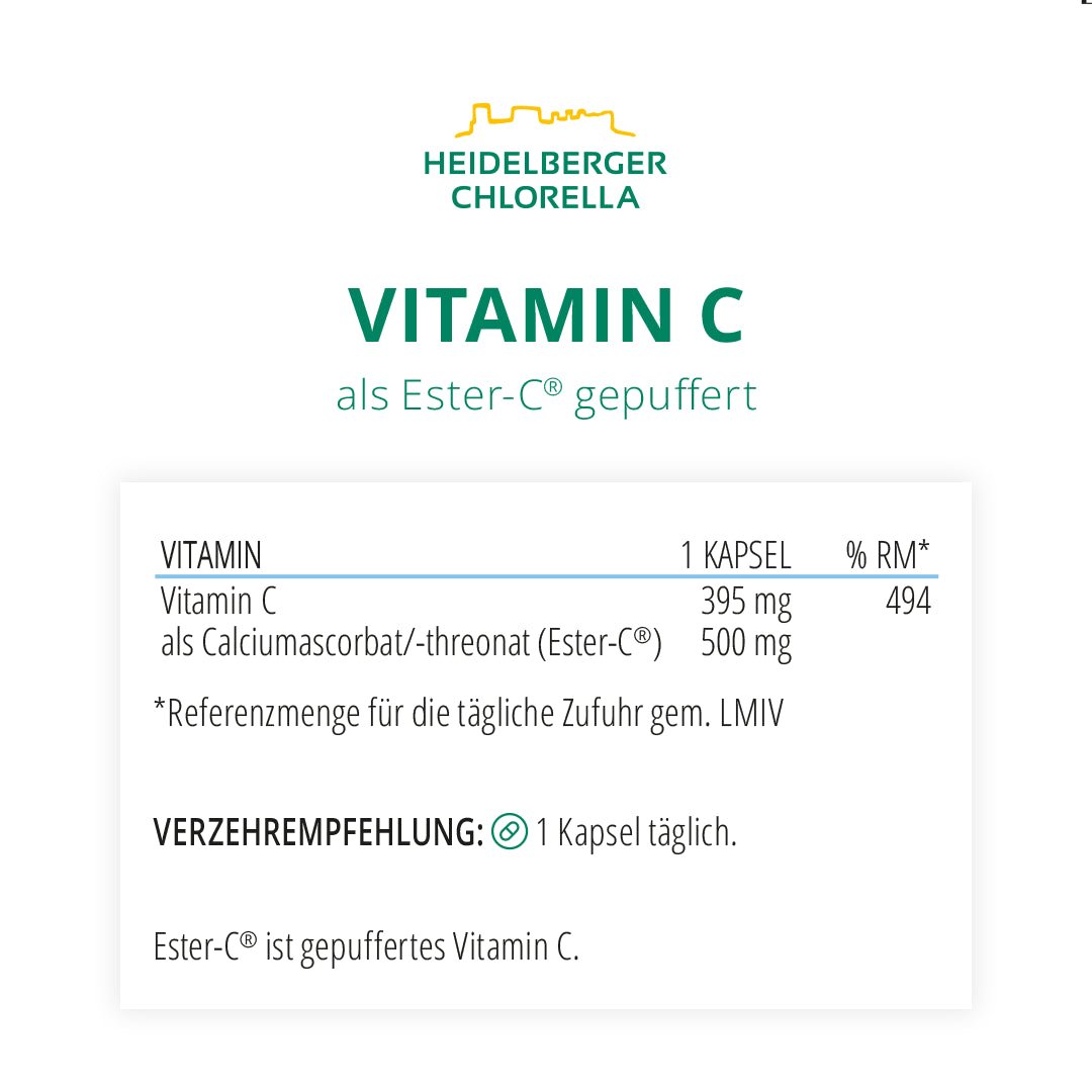 Vitamin C als Ester-C® gepuffert Kapseln -Heidelberger Chlorella GmbH