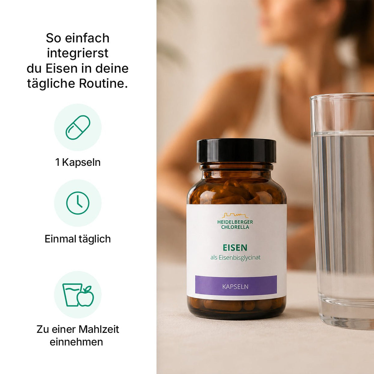 Eisen als Eisenbisglycinat Kapseln -Heidelberger Chlorella GmbH