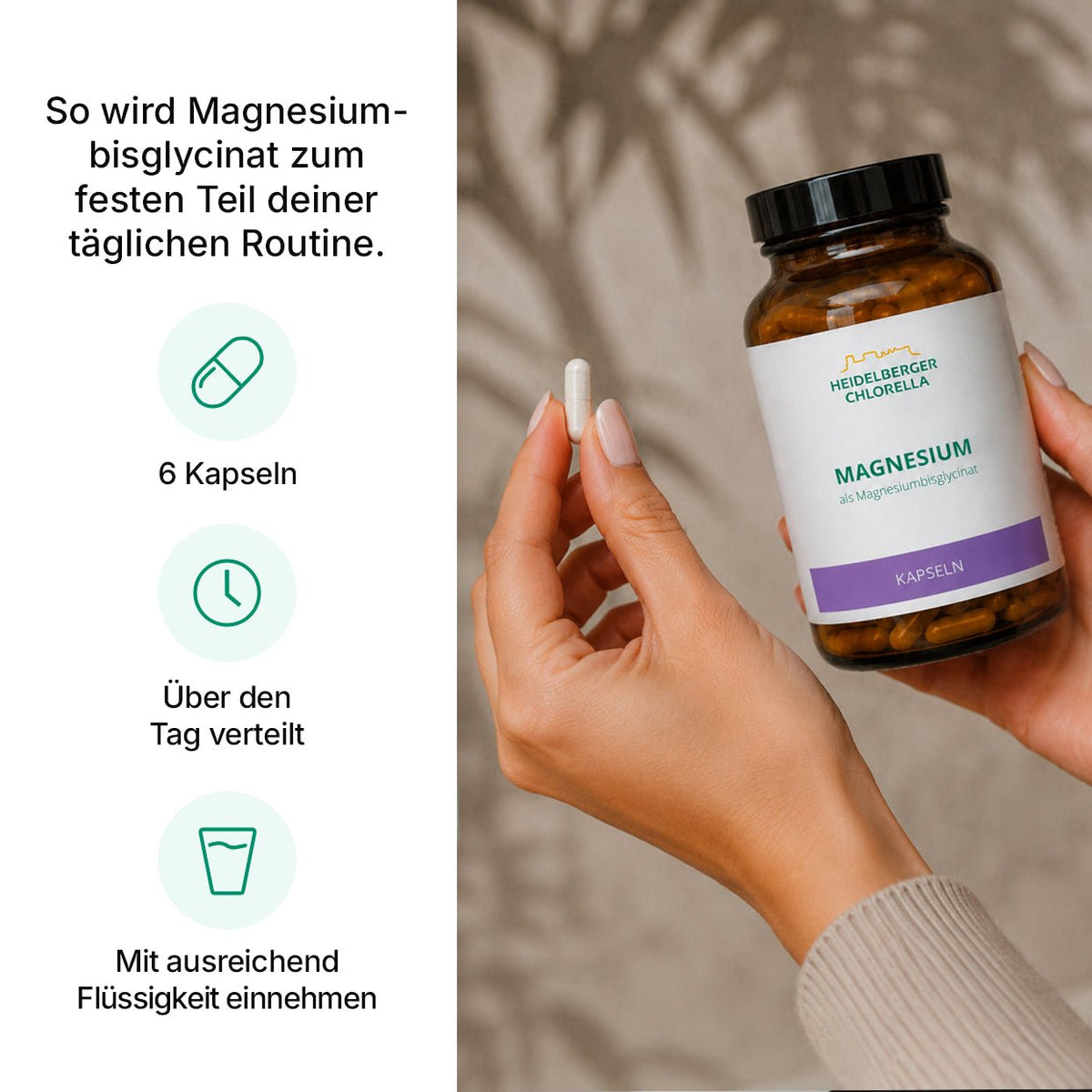 Magnesium als Magnesiumbisglycinat Kapseln -Heidelberger Chlorella GmbH