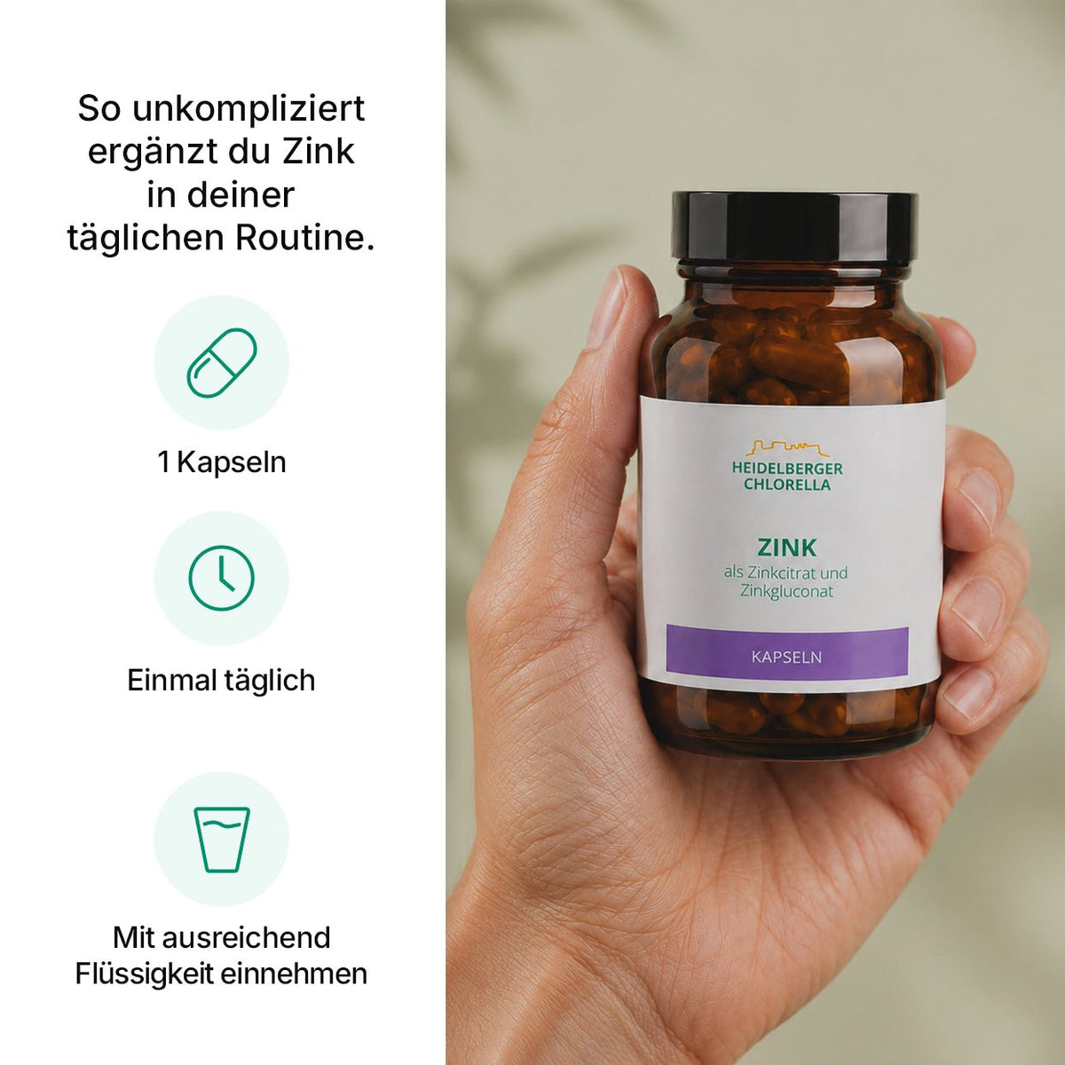 Zink als Zinkcitrat und Zinkgluconat Kapseln -Heidelberger Chlorella GmbH