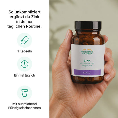 Zink als Zinkcitrat und Zinkgluconat Kapseln -Heidelberger Chlorella GmbH