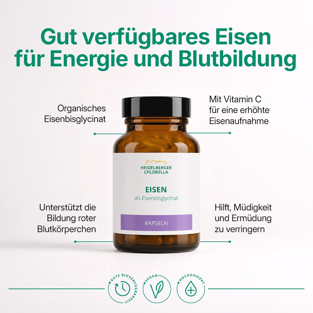 Eisen als Eisenbisglycinat Kapseln -Heidelberger Chlorella GmbH