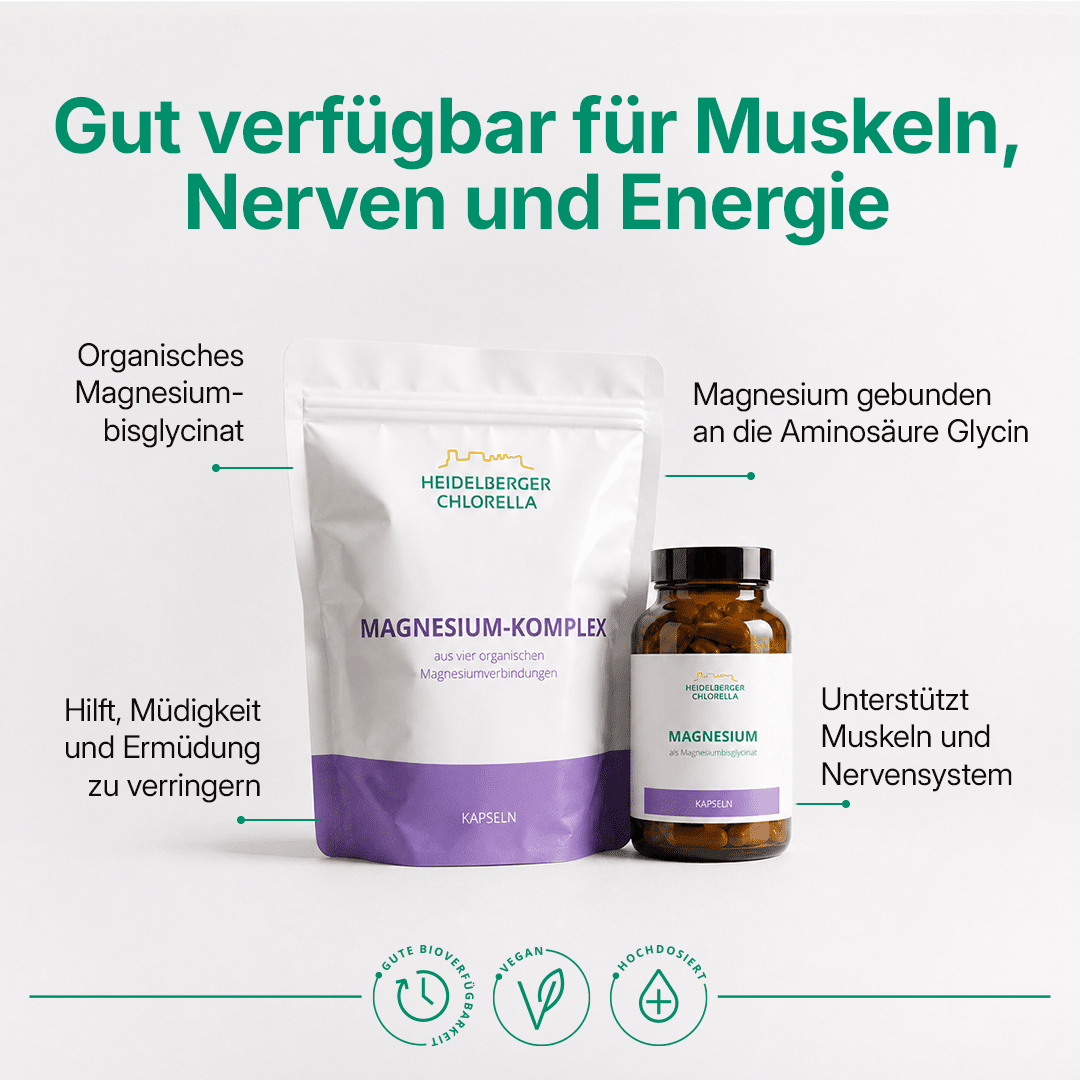 Magnesium als Magnesiumbisglycinat Kapseln -Heidelberger Chlorella GmbH