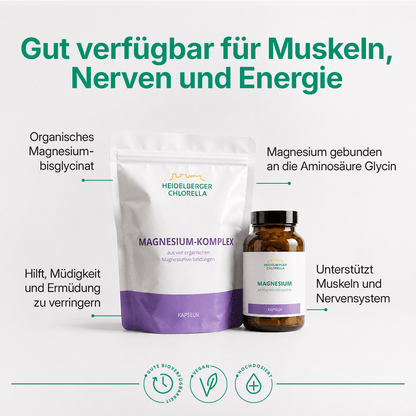 Magnesium als Magnesiumbisglycinat Kapseln -Heidelberger Chlorella GmbH
